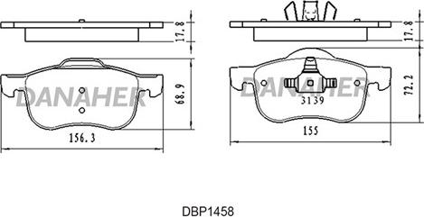 Danaher DBP1458 - Тормозные колодки, дисковые, комплект autospares.lv