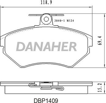 Danaher DBP1409 - Тормозные колодки, дисковые, комплект autospares.lv