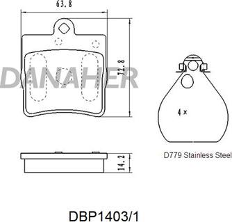 Danaher DBP1403/1 - Тормозные колодки, дисковые, комплект autospares.lv