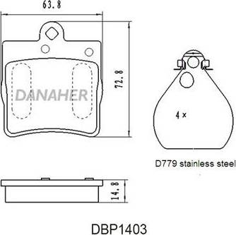 Danaher DBP1403 - Тормозные колодки, дисковые, комплект autospares.lv