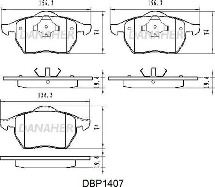 Danaher DBP1407 - Тормозные колодки, дисковые, комплект autospares.lv