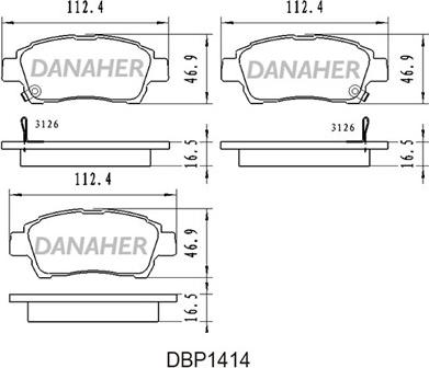 Danaher DBP1414 - Тормозные колодки, дисковые, комплект autospares.lv