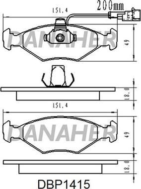 Danaher DBP1415 - Тормозные колодки, дисковые, комплект autospares.lv