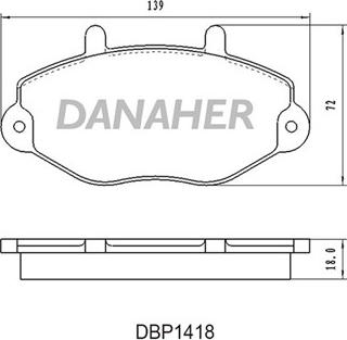 Danaher DBP1418 - Тормозные колодки, дисковые, комплект autospares.lv