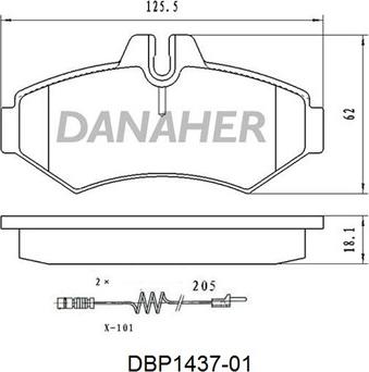 Danaher DBP1437-01 - Тормозные колодки, дисковые, комплект autospares.lv