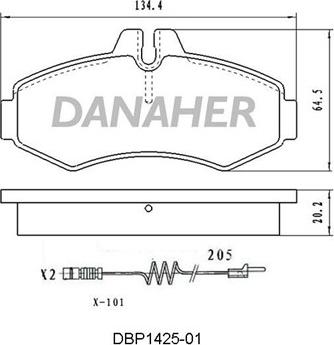 Danaher DBP1425-01 - Тормозные колодки, дисковые, комплект autospares.lv