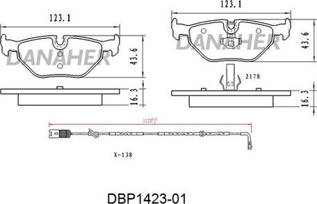 Danaher DBP1423-01 - Тормозные колодки, дисковые, комплект autospares.lv