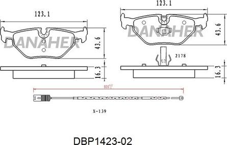 Danaher DBP1423-02 - Тормозные колодки, дисковые, комплект autospares.lv