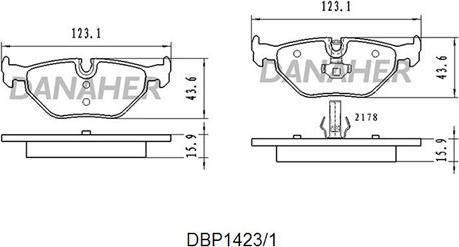 Danaher DBP1423/1 - Тормозные колодки, дисковые, комплект autospares.lv