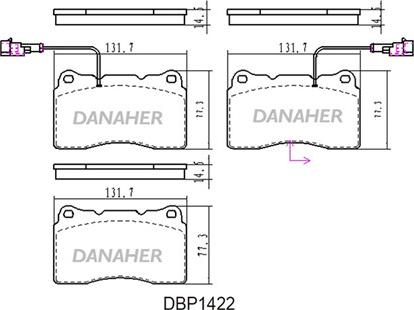 Danaher DBP1422 - Тормозные колодки, дисковые, комплект autospares.lv