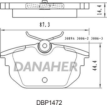 Danaher DBP1472 - Тормозные колодки, дисковые, комплект autospares.lv
