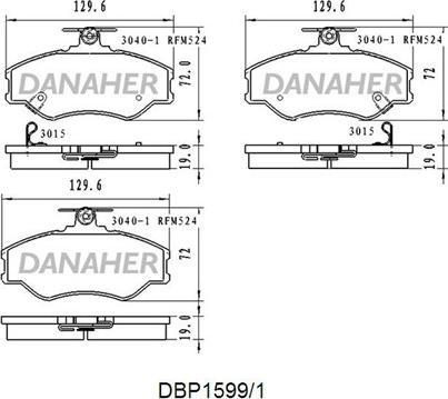 Danaher DBP1599/1 - Тормозные колодки, дисковые, комплект autospares.lv