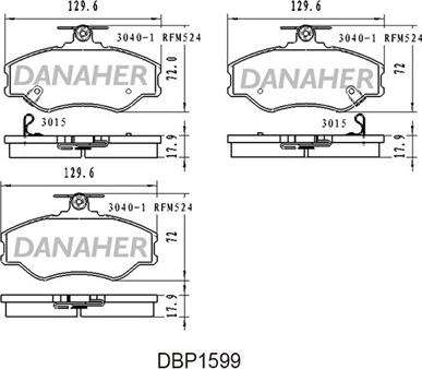 Danaher DBP1599 - Тормозные колодки, дисковые, комплект autospares.lv