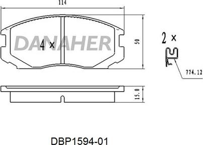 Danaher DBP1594-01 - Тормозные колодки, дисковые, комплект autospares.lv