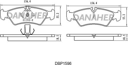 Danaher DBP1596 - Тормозные колодки, дисковые, комплект autospares.lv