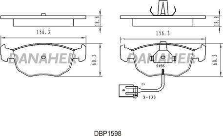 Danaher DBP1598 - Тормозные колодки, дисковые, комплект autospares.lv