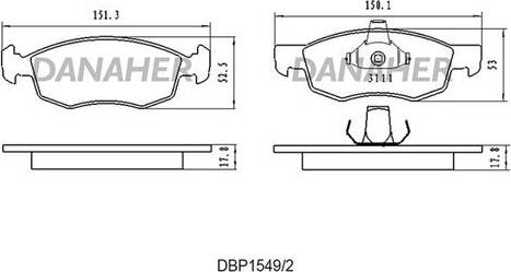 Danaher DBP1549/2 - Тормозные колодки, дисковые, комплект autospares.lv