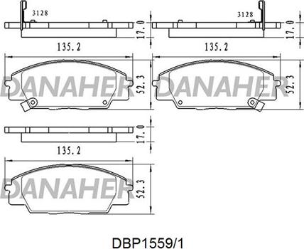 Danaher DBP1559/1 - Тормозные колодки, дисковые, комплект autospares.lv