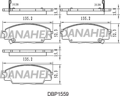 Danaher DBP1559 - Тормозные колодки, дисковые, комплект autospares.lv