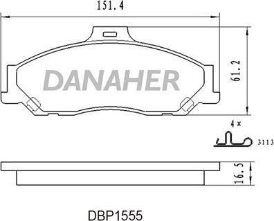 Danaher DBP1555 - Тормозные колодки, дисковые, комплект autospares.lv