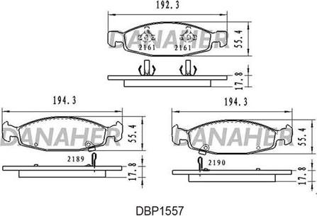 Danaher DBP1557 - Тормозные колодки, дисковые, комплект autospares.lv