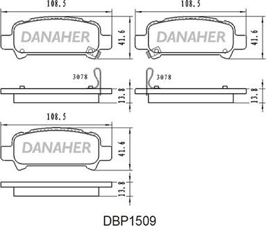 Danaher DBP1509 - Тормозные колодки, дисковые, комплект autospares.lv