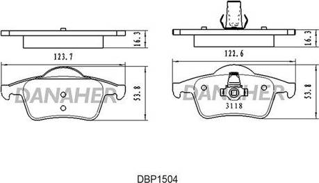 Danaher DBP1504 - Тормозные колодки, дисковые, комплект autospares.lv