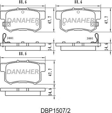 Danaher DBP1507/2 - Тормозные колодки, дисковые, комплект autospares.lv