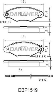 Danaher DBP1519 - Тормозные колодки, дисковые, комплект autospares.lv