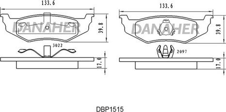 Danaher DBP1515 - Тормозные колодки, дисковые, комплект autospares.lv