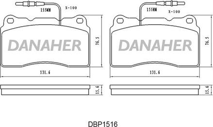 Danaher DBP1516 - Тормозные колодки, дисковые, комплект autospares.lv