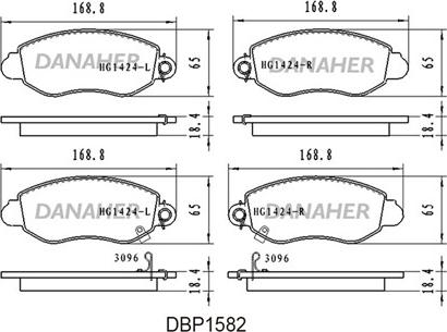 Danaher DBP1582 - Тормозные колодки, дисковые, комплект autospares.lv