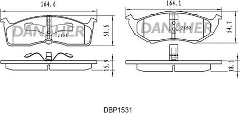 Danaher DBP1531 - Тормозные колодки, дисковые, комплект autospares.lv