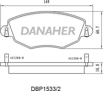 Danaher DBP1533/2 - Тормозные колодки, дисковые, комплект autospares.lv