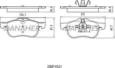 Danaher DBP1521 - Тормозные колодки, дисковые, комплект autospares.lv