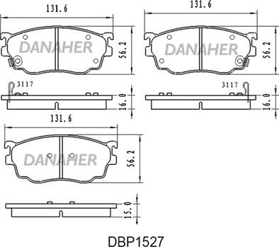 Danaher DBP1527 - Тормозные колодки, дисковые, комплект autospares.lv