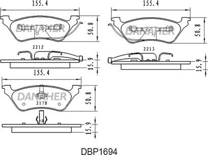 Danaher DBP1694 - Тормозные колодки, дисковые, комплект autospares.lv