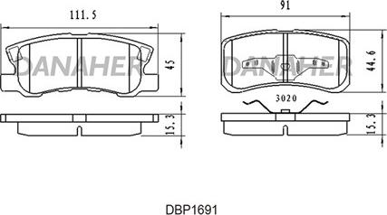 Danaher DBP1691 - Тормозные колодки, дисковые, комплект autospares.lv