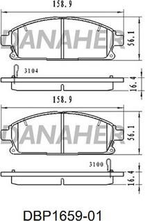 Danaher DBP1659-01 - Тормозные колодки, дисковые, комплект autospares.lv