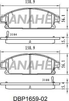 Danaher DBP1659-02 - Тормозные колодки, дисковые, комплект autospares.lv