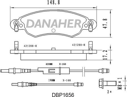 Danaher DBP1656 - Тормозные колодки, дисковые, комплект autospares.lv