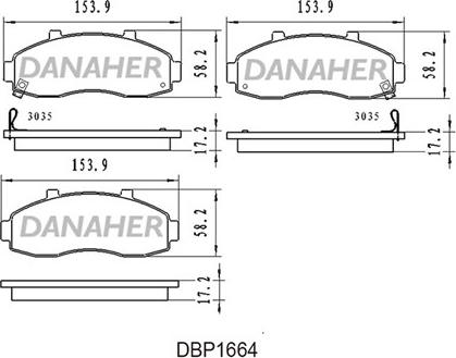 Danaher DBP1664 - Тормозные колодки, дисковые, комплект autospares.lv