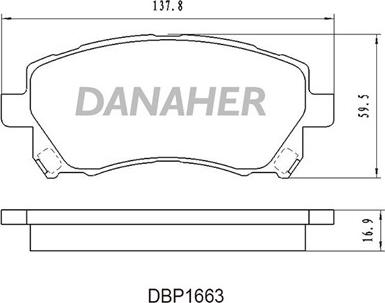 Danaher DBP1663 - Тормозные колодки, дисковые, комплект autospares.lv