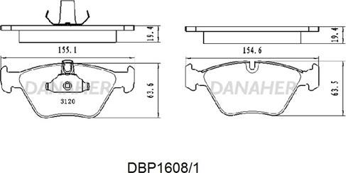 Danaher DBP1608/1 - Тормозные колодки, дисковые, комплект autospares.lv