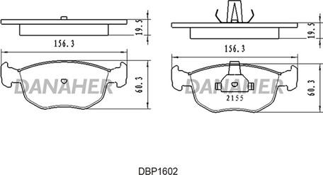 Danaher DBP1602 - Тормозные колодки, дисковые, комплект autospares.lv