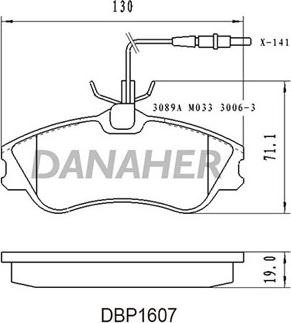 Danaher DBP1607 - Тормозные колодки, дисковые, комплект autospares.lv