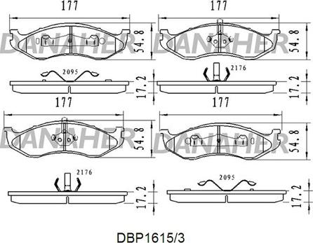 Danaher DBP1615/3 - Тормозные колодки, дисковые, комплект autospares.lv