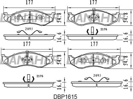 Danaher DBP1615 - Тормозные колодки, дисковые, комплект autospares.lv