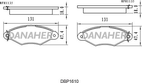 Danaher DBP1610 - Тормозные колодки, дисковые, комплект autospares.lv