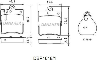 Danaher DBP1618/1 - Тормозные колодки, дисковые, комплект autospares.lv